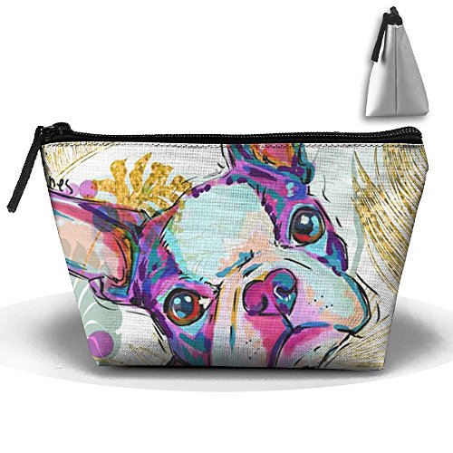 HTSS Boston Terrier Dog Portable Makeup Receive Bag Storage Large Capacity Bags Hand Bag Travel Wash Bag For Travel With Hanging Zipper