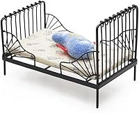 Vista 1 de Odoria 1/12 Miniatura Hierro Cama Dollhouse Muebles Accesorios, Negro