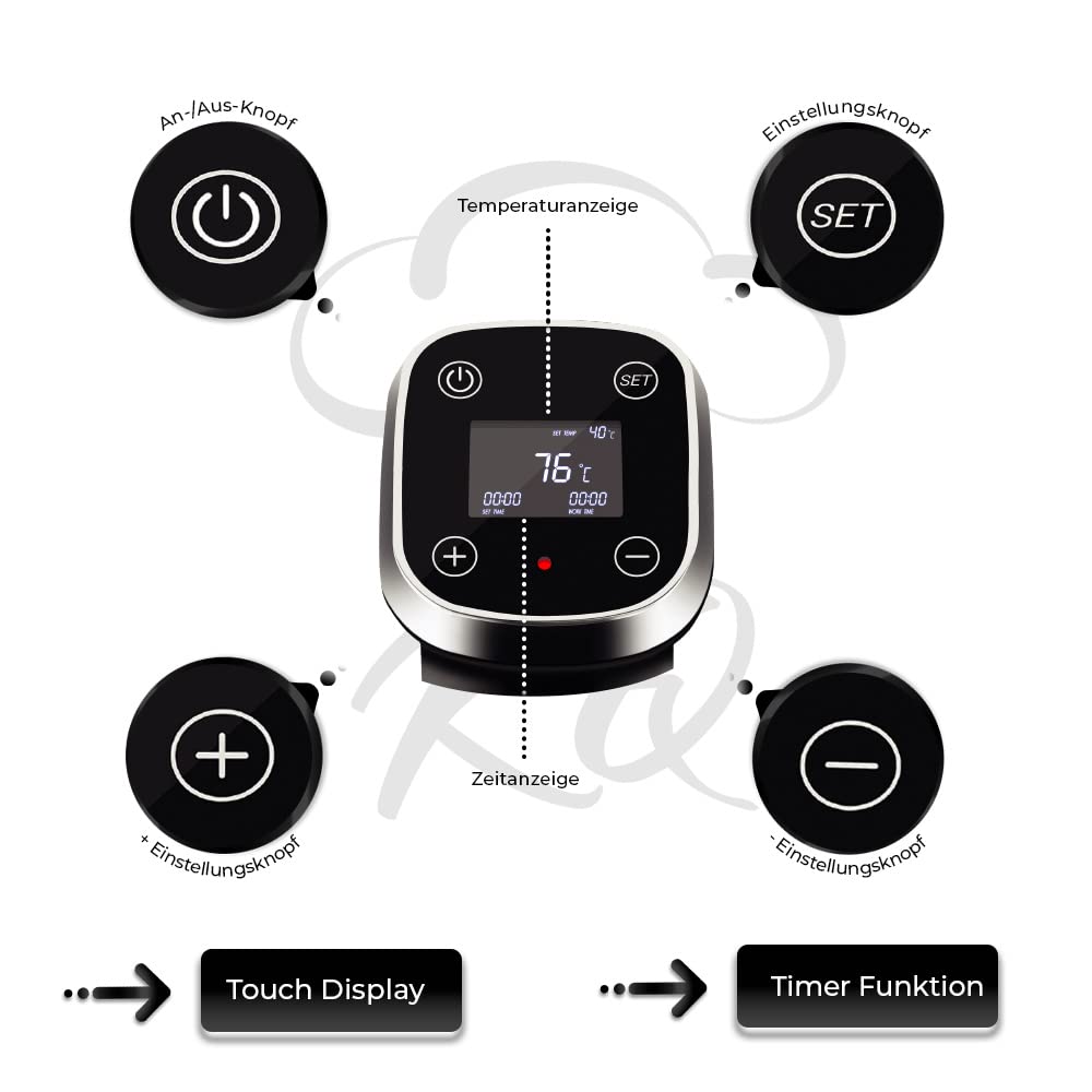 Sous Vide Garer | Präzises Garen im Vakuum | 1300 Watt | IPX7 Wasserdicht | Touch Display & Timer Funktion | Inkl. Vakuumbeutel für Profi-Gourmetergebnisse | 1300 Timer Funktion präzises Garen im Vakuum inkl Vakuumbeutel für Profi-Gourmetergebnisse Stick