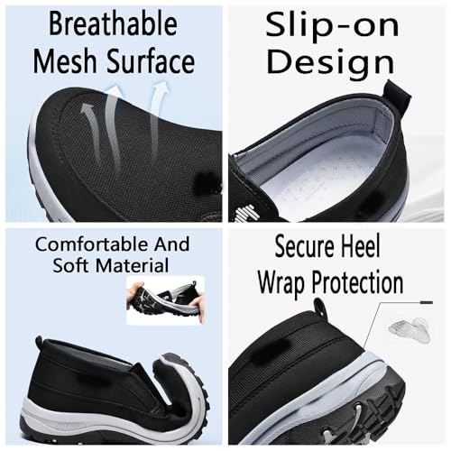 Men's Arch Support Slip-on Canvas Loafers,Casual Orthopedic Sneakers Flats Walking Boat Shoes2