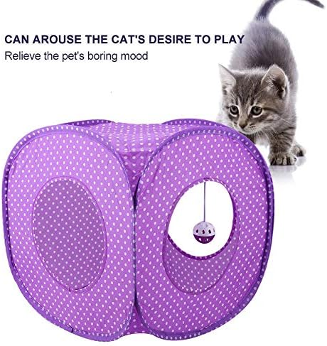 HEEPDD Cat Tunnel, Collapsible Pop-up Cat Oxford Waterproof Dot Tent Interactive Hide Tunnel Playing Toys for Cats Kitten Kitty