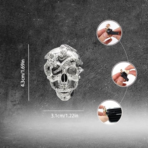 Image of ORIESSE Skull Car Decor,Goth Car Air Freshener Vent Clip,Silver Snake Skull Horror Dahsboard Decorations Accessories,Refillable Clip On Diffuser for Women Teens