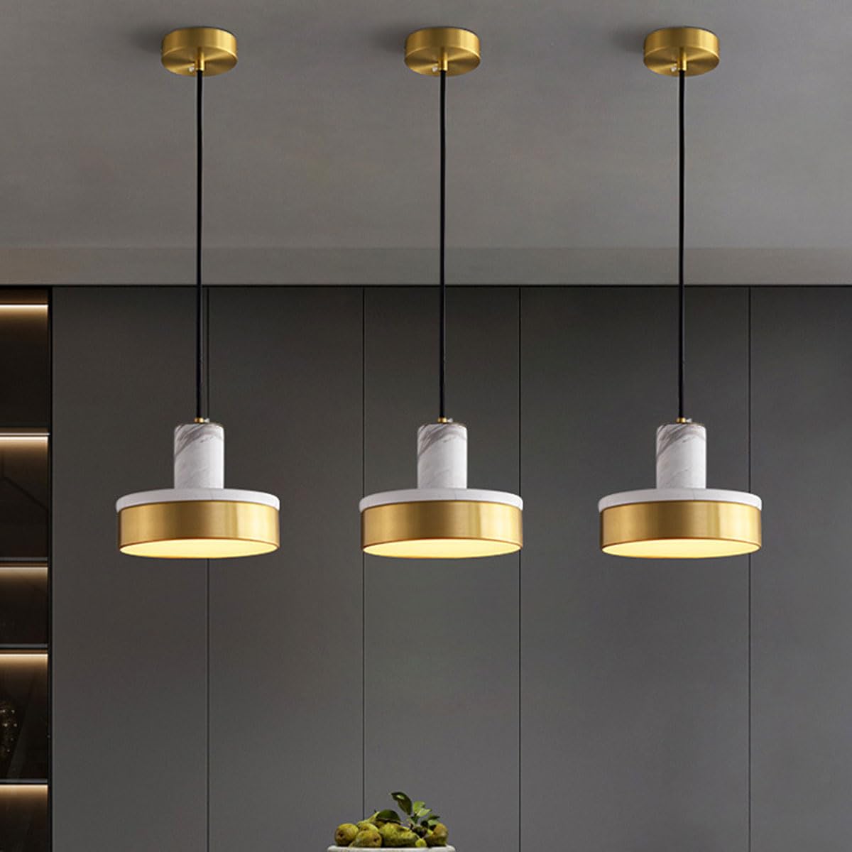 Nowoczesna i prosta lampa wisząca do łóżka w pomieszczeniach, miedź i marmur, lampa wisząca, żyrandol do czytania, odpowiedni do baru restauracyjnego