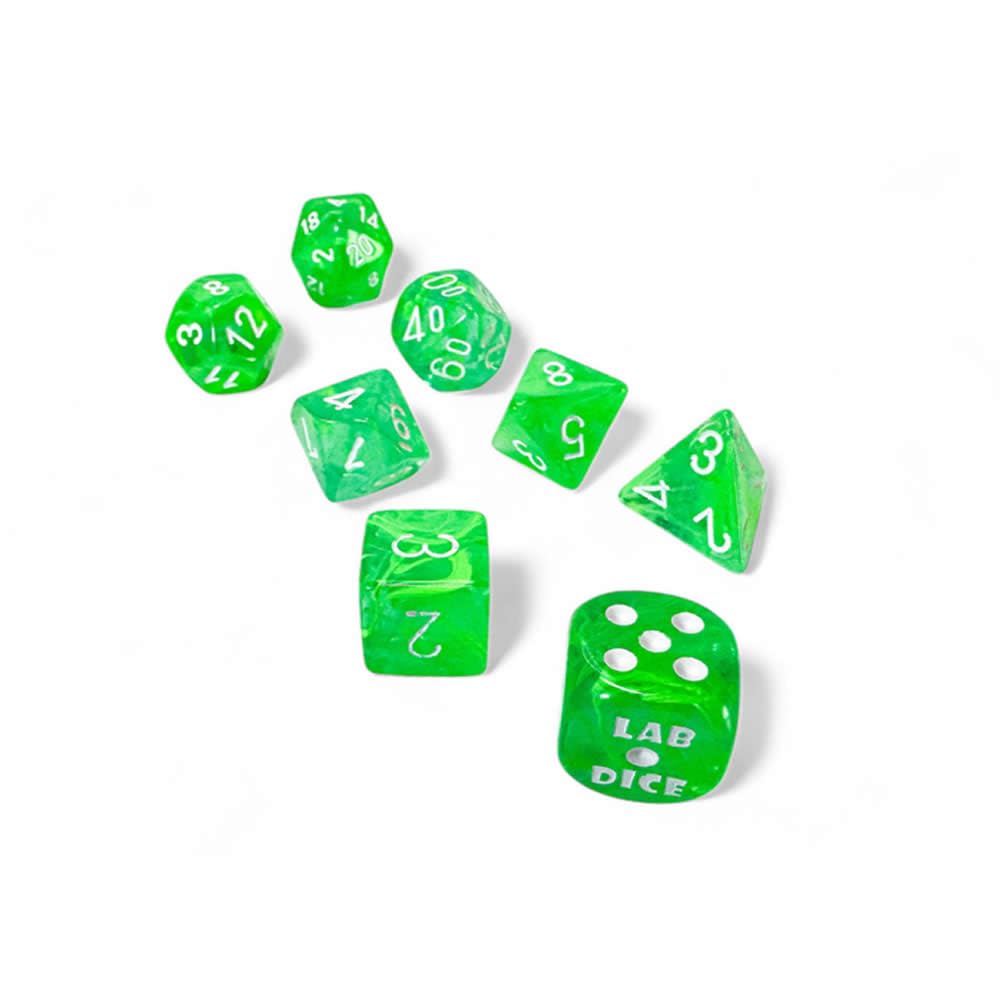 Chessex - Lab Dice 9 - Nebula Polyhedral 7 Dice Set - Gelatinous/White