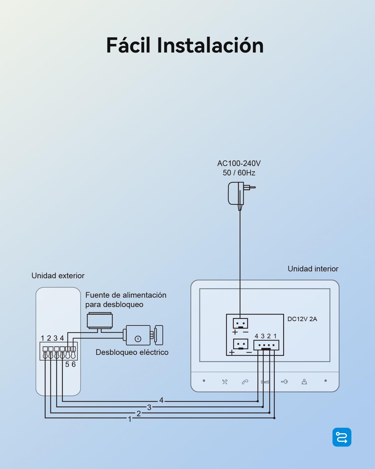 TMEZON Videoportero 4 Hilos,Timbre Video Sistema de intercomunicación con 7 zoll Monitor y Timbre con Cable,Vista en Vivo y conversación, Desbloqueo por Monitor Interior,16 Tonos de Llamada
