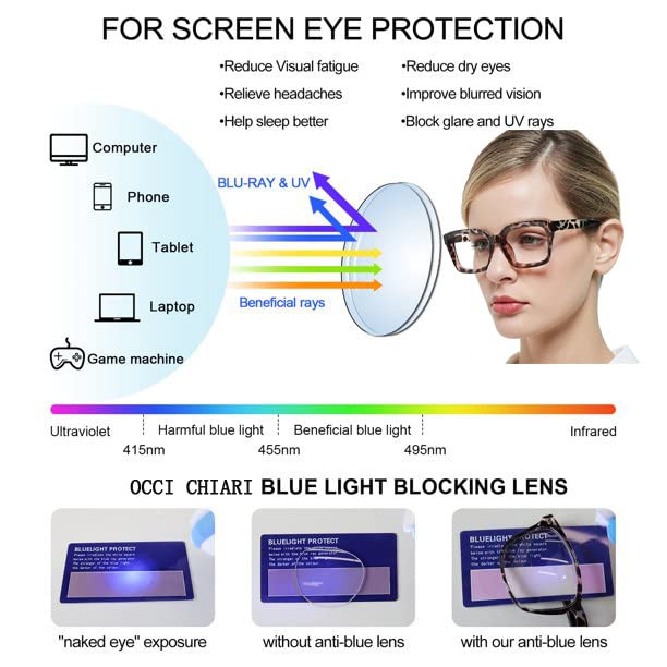 OCCI CHIARI Blue Light Blocking Glasses Fashion 2.0 Womens Reading Glasses Oversized Computer Glasses for Women Sturdy Hinge (Brown Tortoise,150) - Image 3