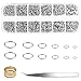 Spaltringe Set, 4/5/6/7/8/10mm Metall Biegeringe Verbindungsringe Silber Offene Binderinge mit Pinzette für DIY Schmuckherstellung Schlüsselringe Basteln(ca.1100 STK)