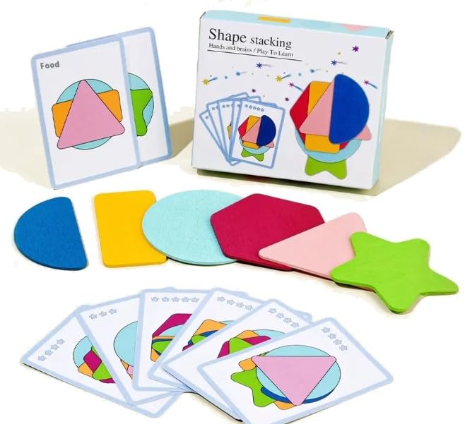 Juego de Formas Apilables de Madera para Niños Montessori. Años 2 y más. Juguete Educativo Sensorial para Aprender Colores, Figuras y Lógica. Desarrollo Cognitivo. Regalo Original Aprobado por Padres