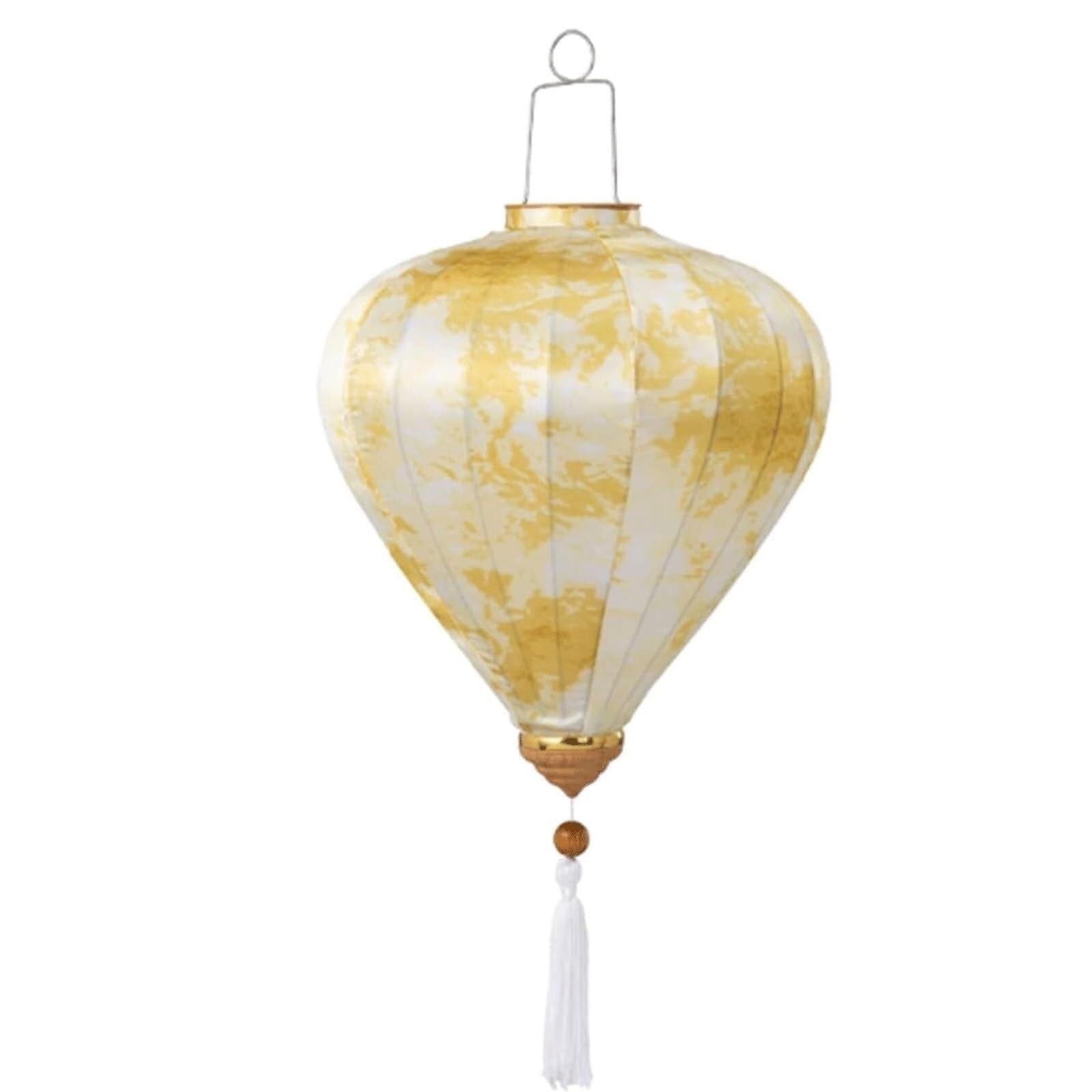 Asian lantern, Chinese Oval Silk Lantern with Tassel Oriental Tie-Dyed Hanging Festival Outdoor Garden Yard Decoration(Yellow,16 Inch)