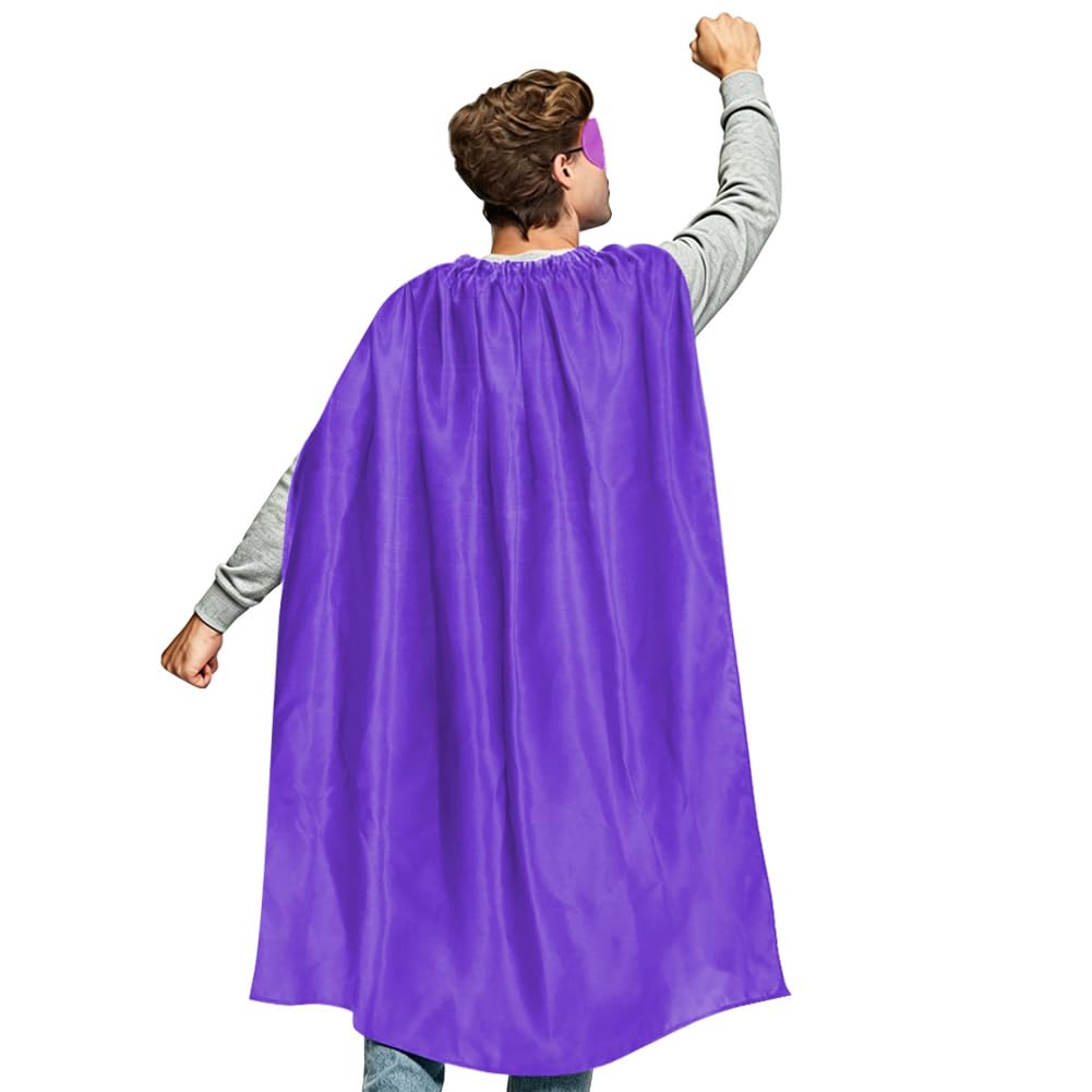 AUYAO Super-Heroes Costumes Heroes Capes Kit Adult Capes Cloak Dress Up Set with Eye Mask 2Pcs Men Women Super-Heros Fancy Dress Costume Capes for Halloween Christmas World Book Day Party(Purple)