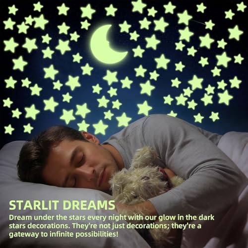 Estrellas luminosas para techo con luna, 201 piezas miniatura 2