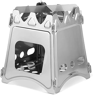 Camping Wood Stove Folding Lightweight Stainless Steel Wood Burning Backpacking Stove For Outdoor Cooking Picnic Hunting Stainless Steel Stovem