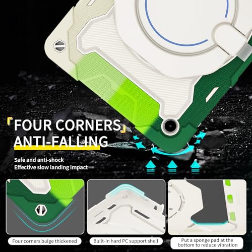 Coque Samsung Galaxy Tab A11+ et A9+ avec support rotatif antichoc vert - 2