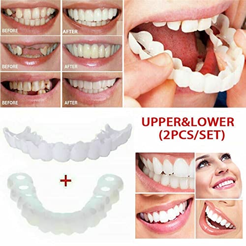 2 Pcs Dentures Teeth - Temporary Teeth Perfect Fake Teeth - Veneers Dentures For Men And Women #TOP4