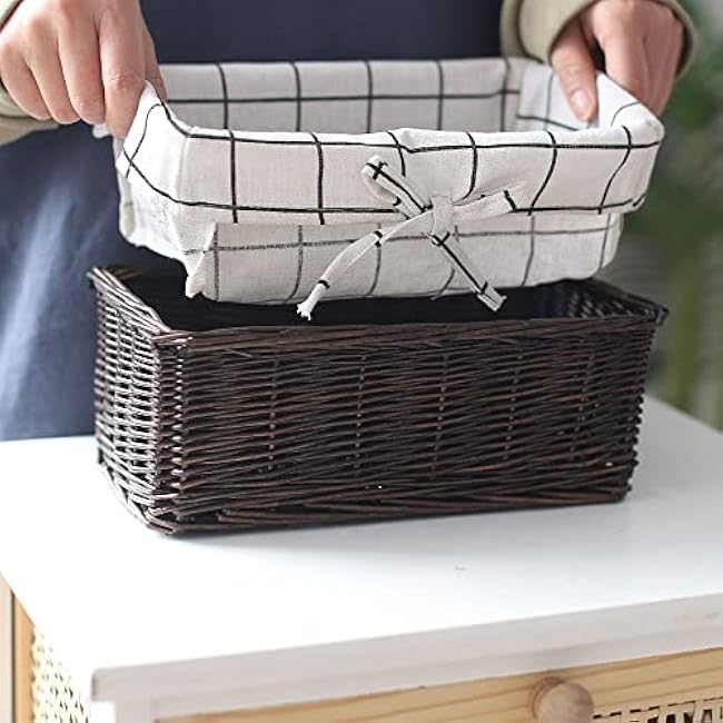 Wicker Storage Basket, Rectangular Storage Basket£¬Natural and Decorative, Arts and Crafts. (Darkbrown)