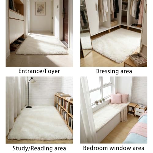 Tapis moelleux de haute qualité blanc cassé 100x280 cm pour maison - 8