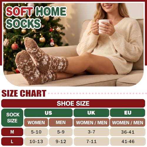 Image of Fuzzy Slipper Socks Thick Fluffy Warm Winter Cozy Plush Soft Sleep Home Socks for Women Men