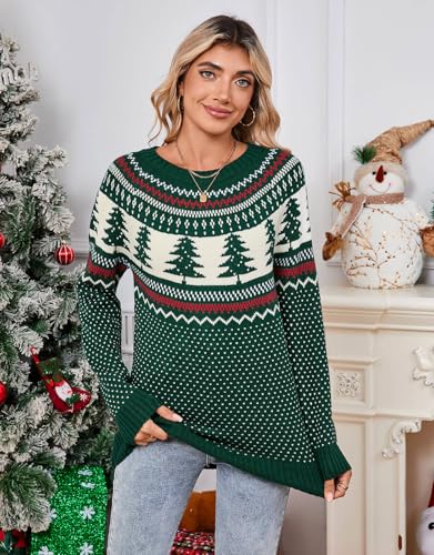 Image of Women's Vintage Fair Isle Pullover Sweater Lightweight Knit Tops