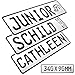 Produktbild 1 Stück Kennzeichen Junior-Schild 34cm x 9cm Bohrung Farbwahl Wunschtext Wunschprägung Muster Datum Namenskennzeichen Bohrung / Saugnäpfen Namensschild Bobbycar Kettcar FUN Schild in Weiß