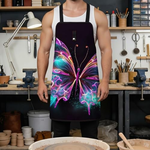 Delantal Neon Butterfly para hombres y mujeres con bolsillos miniatura 4