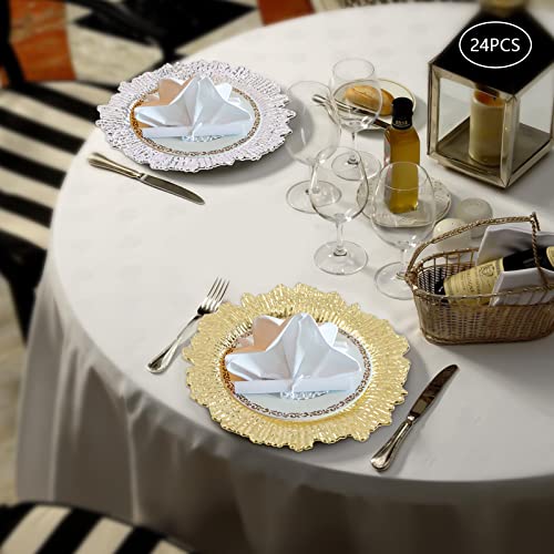 Set de 24 platos decorativos redondos plateados de 13 pulgadas miniatura 6