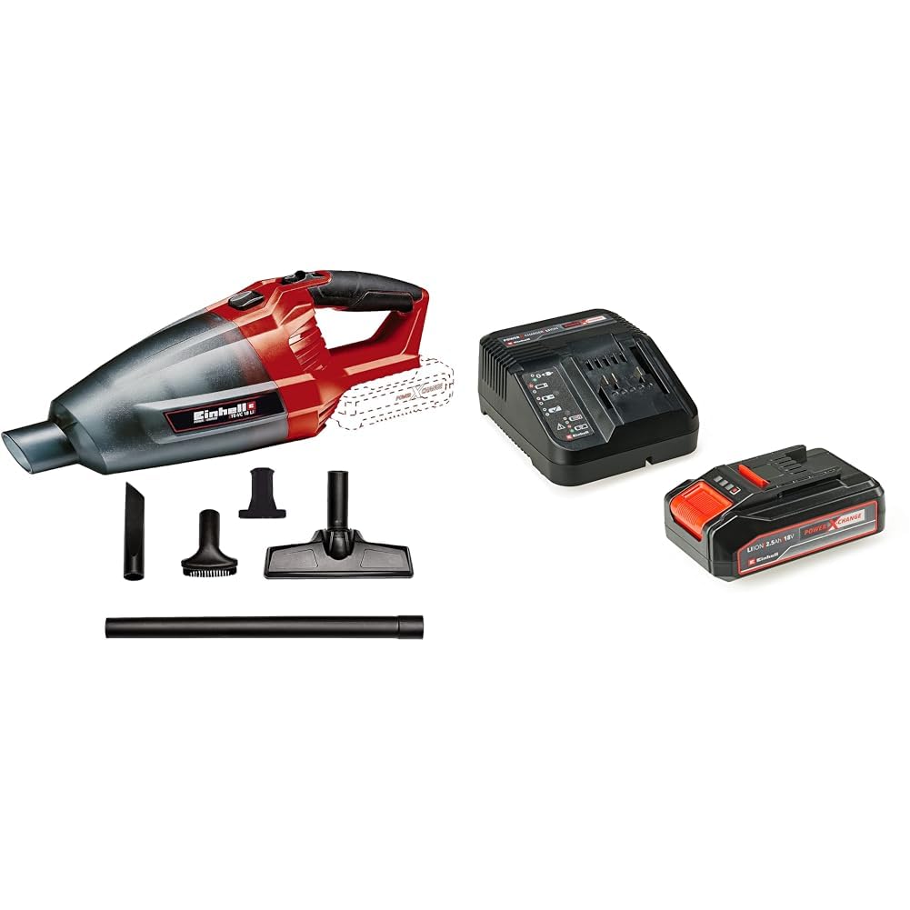 Einhell TE-VC 18 Li - Solo, Akülü Süpürge ve Einhell 18V 2,5 Ah PXC Starter Kit (Başlangıç Seti)