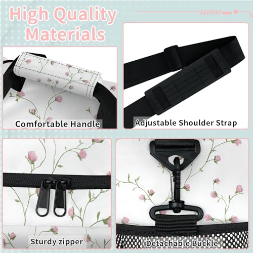 Flowers Purple White Vines Travel Duffel Bag Weekender Overnight Bags for Women Men Foldable Waterproof Tote Bag with Trolley Sleeve3