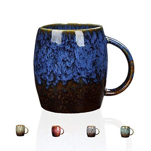 BRM Ceramic Coffee Mug – Premium Porcelain Tea Cup – Large Coffee Mug for Home and Office – Ideal for Hot and Cold Beverages – Durable Ceramic Mug – Easy to Wash – 16 oz BLUE