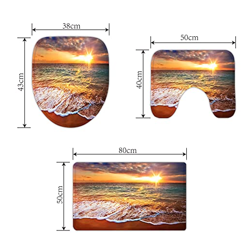 Final Friday Ocean Beach Sommer Wave Sunset Badezimmer Teppiche und Matten Sets 3-teilig, Memory Foam Badematte, U… – Bild 3