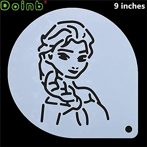 1 piece Princess Elsa Anna Cartoon Stencil for Painting Fondant Cake Decorating Tool Cookie Coffee Latte Art Stencils 6 Inch or 9 Inch