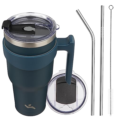Image of Konokyo 40 oz Tumbler with Handle and Straw, Insulated Travel Mug