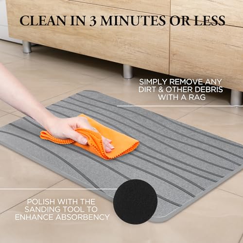 Diamond Ci SUPER ABSORBENT FLOOR MAT Shower Stone Bath Mat, 23.5 X 15 Inches Mat By Diamond Ci, Set Of 3 Drying Stone Bath Mats For Bathroom & Kitchen Counter Dish Drying Mat thumb #7