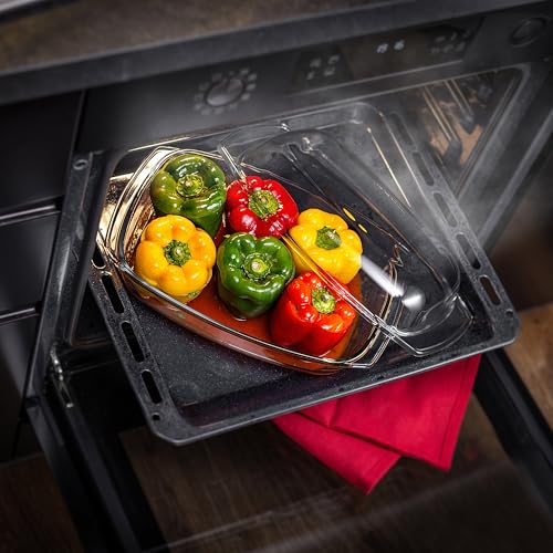 KADAX Auflaufform 5 L aus hitzebeständigem Glas mit Deckel & Griffen – rechteckiges, feuerfestes Gefäß zum Braten & Backen… – Ansicht 6