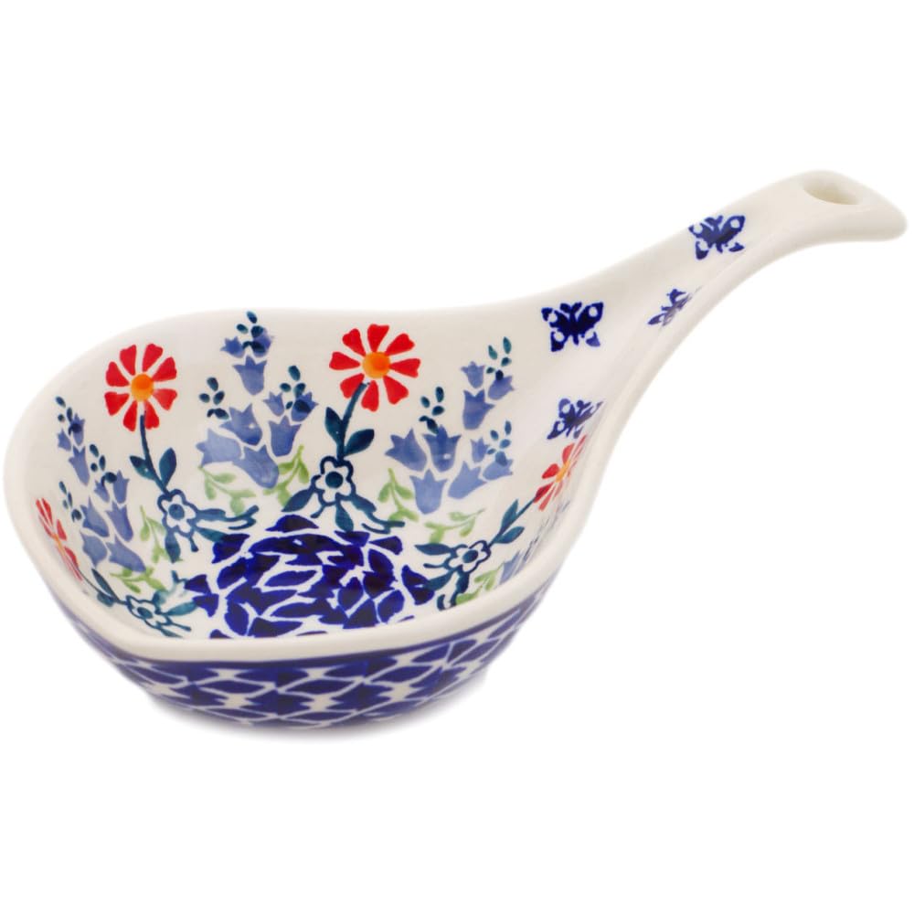 Authentic Polish Pottery Condiment Dish in Last Summer Flowers Design Handmade in Boles?awiec Poland + Certificate of Authenticity