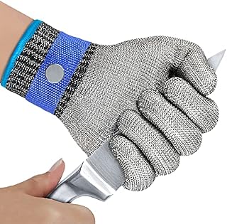 OKAWADACH Cut Resistant Gloves Food Grade Level 5 Protection Cut Proof Gloves Butcher Gloves Safety Work Gloves for Kitchen Oyster Shucking, Meat Fish Cutting, Mandolin Slicing and Carving Lx1