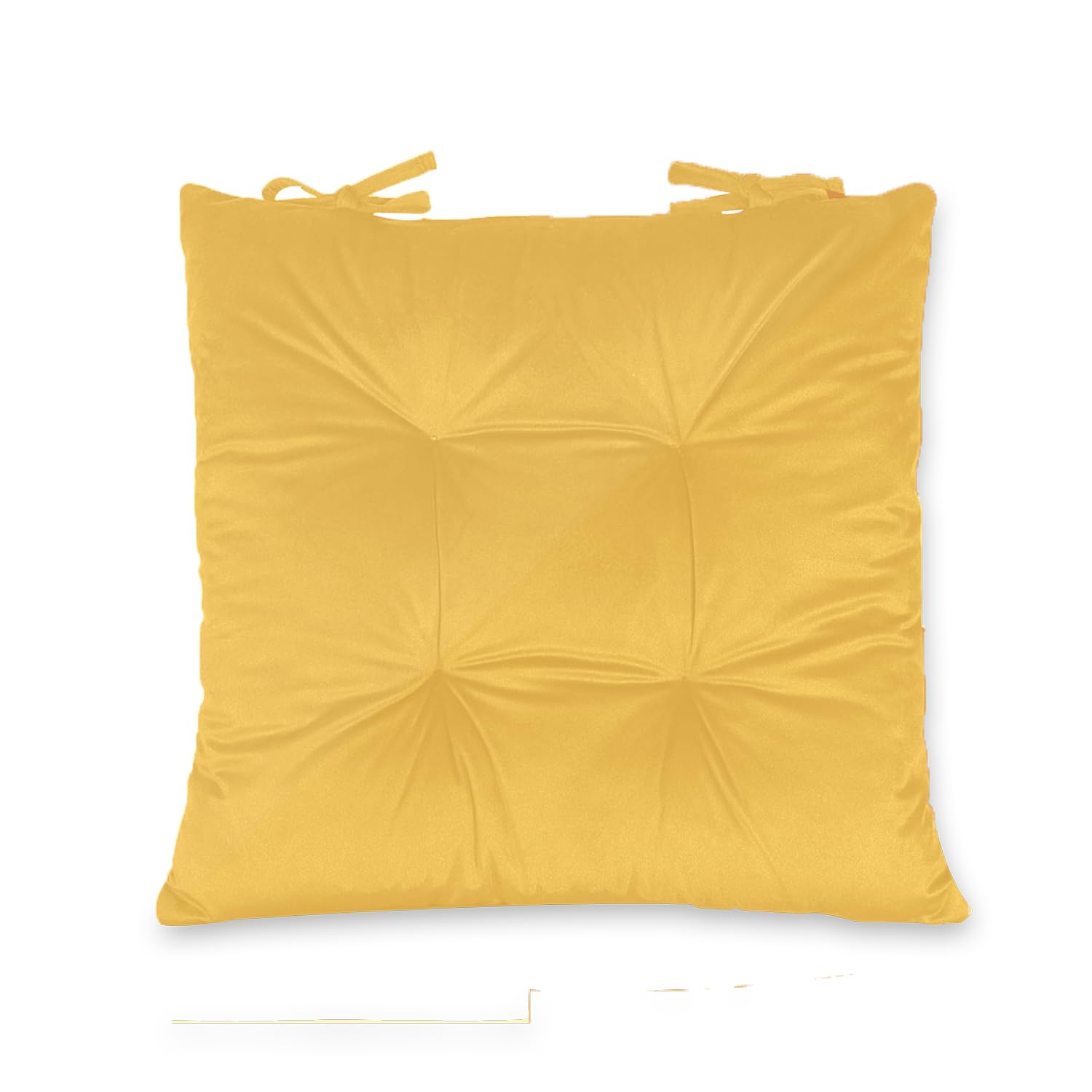 Linens World (Pack of 1 Gold Velvet Seat Pad for Armchairs 40x40 with Ties Thick Armchair Pad Luxury Sofa Seat Pads Firm Support Floor Cushions-Soft Velvet Cover Garden Armchairs Pad