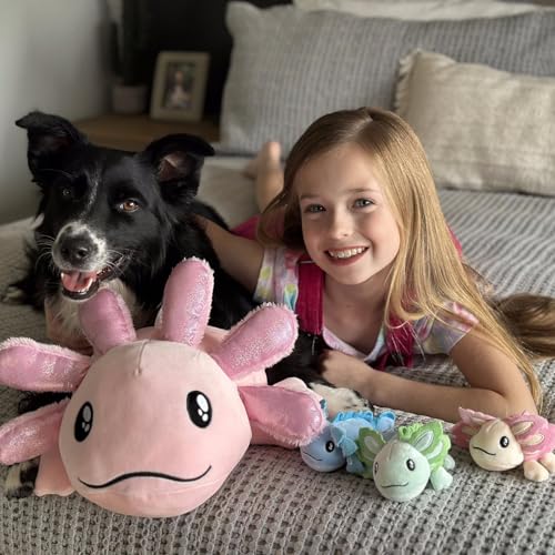 Image of MaoGoLan Giant Axolotl Plush with 3 Babies Inside, 33 inch Axolotl Stuffy | 33 Inch Pink Sequin Mommy Salamander Set For Kids Girls Boys, Kawaii Room Decor, Birthday Christmas Gift, Soft Pillow