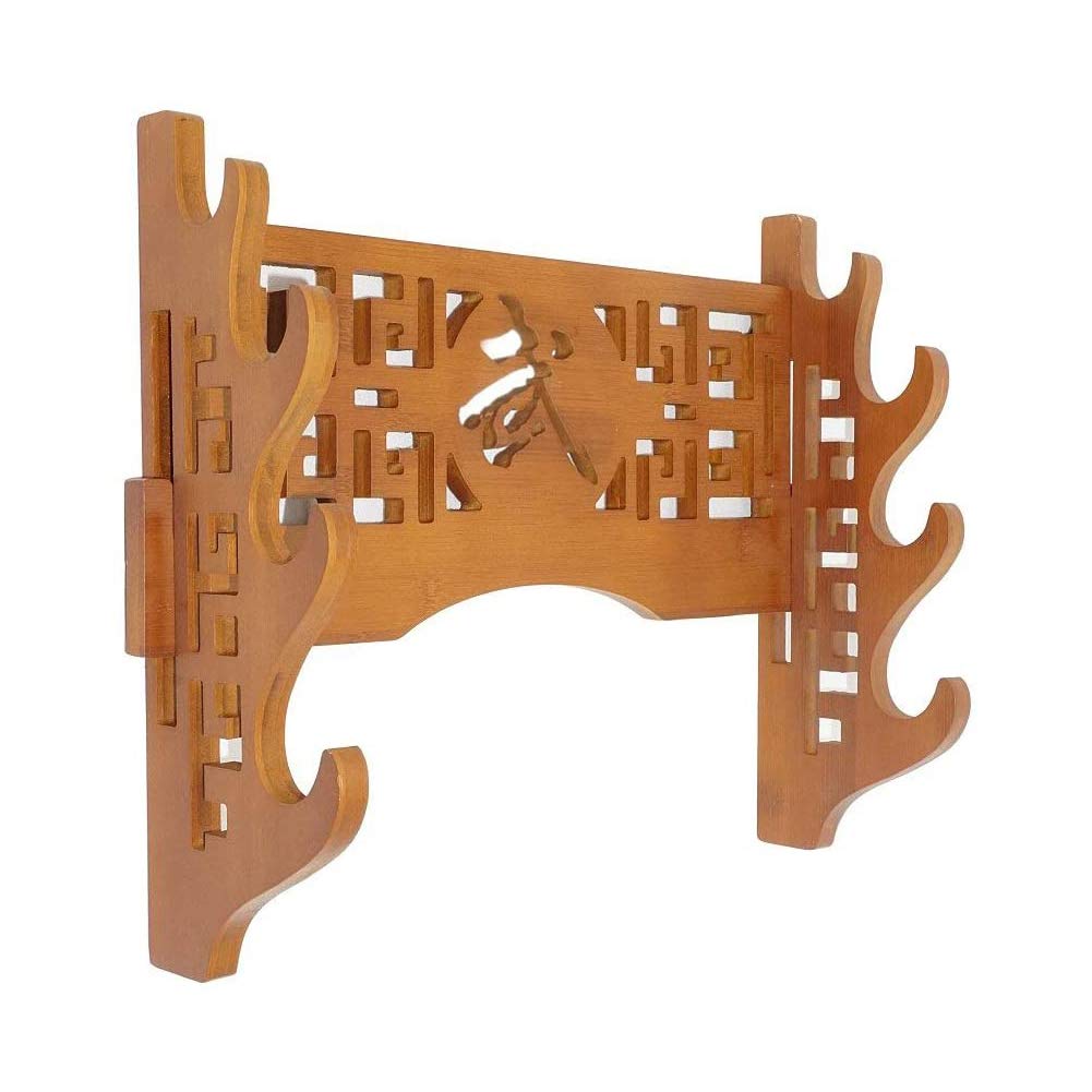 GOONSDS Bamboo Sword Holder Wall Mount Katana Stand Holder Display Rack Hanger 4-Tier