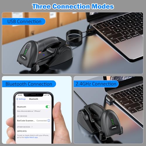 Symcode MJ-4590DA-CHARGING Qr Industrial Bluetooth Barcode Scanner With Wireless Charging Stand, Wireless 2D 1D Bar Code Scanner Drop Protection Shock Dust Proof Hands Free Auto-Sensing Stand Barcode Scanner thumb #4