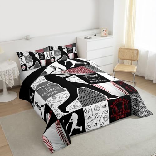Image of Feelyou Baseball Comforter Set Twin Size 2 Pcs Kids Boys Girls