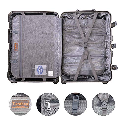 TRAVELKING All Aluminum Luggage Zipperless Hard Shell Suitcase with TSA Lock Spinner Wheels Lightweight Metal Alloy Suitcases (Silver, 28 inch)4