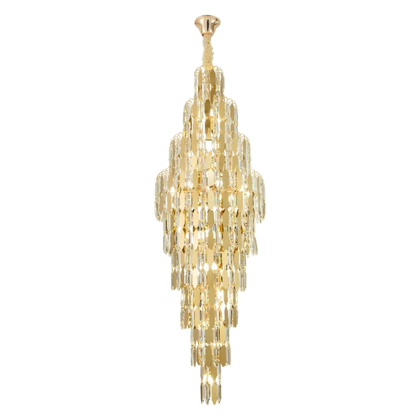 PCXEHUYP PendantLight, Modern Duplex Rotating Staircase Chandelier Architectural Stairwell Long Atmospheric Villa Hall Crystal Lamps (One Color D40XH120CM K9)