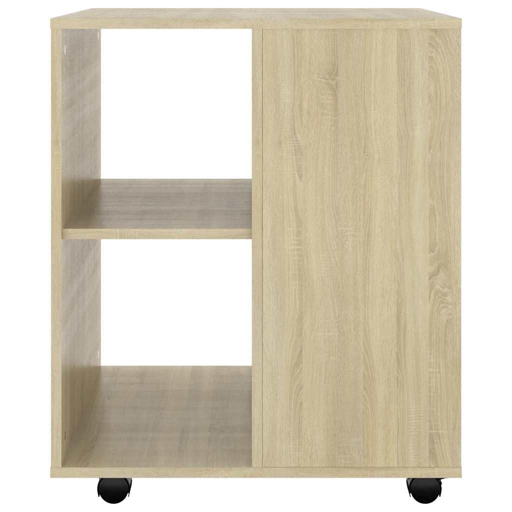 Hothingwell Sonoma dębowa szafka na kółkach 60x53x72 cm, szafka biurkowa z drewna inżynieryjnego z prostokątnym blatem do drukarki i akcesoriów, zamykane kółka