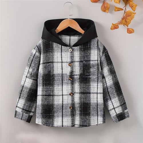 Boys Girls Casual Flannel Plaid Hoodies Fashion Button Down Shirts Long Sleeve Lightweight Fall Jacket Coats Tops3
