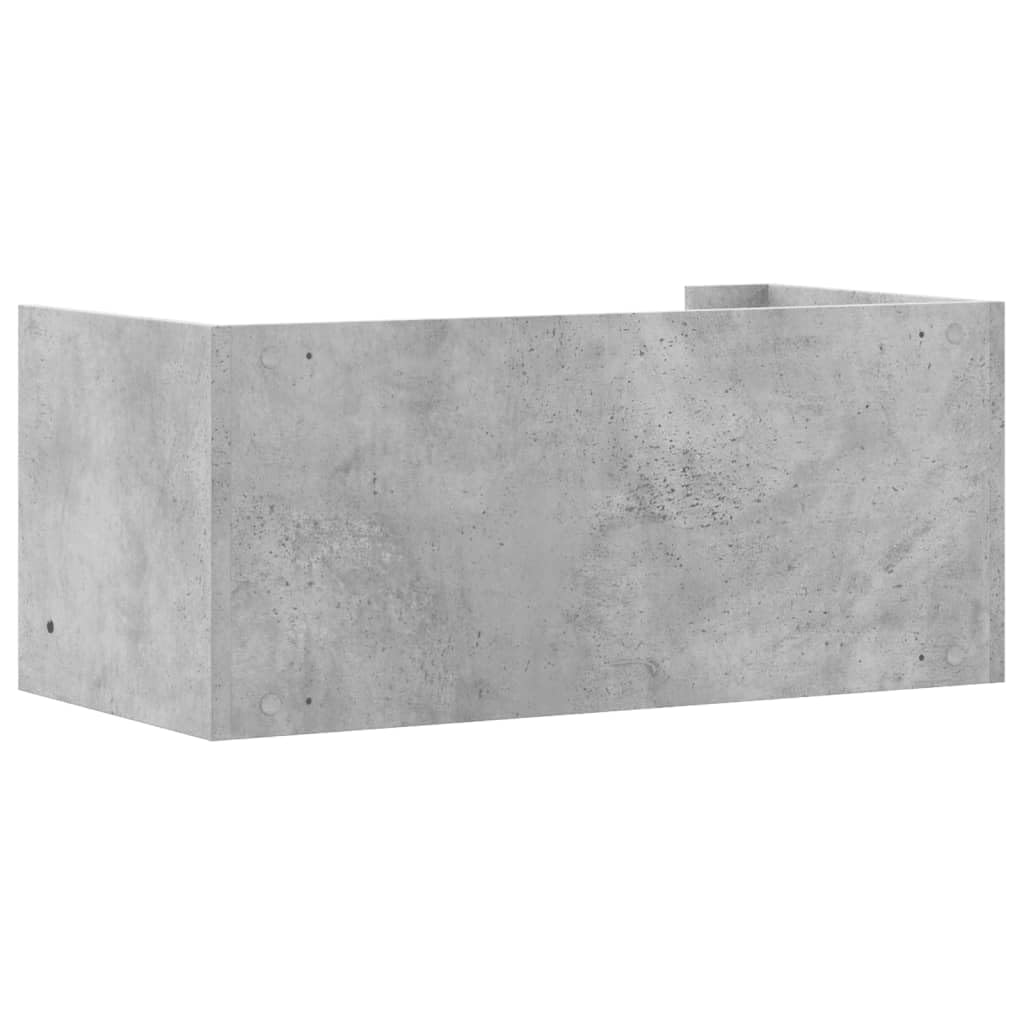 Wandregal Betongrau 70,5x35x30,5 cm Holzwerkstoff Schweberegal mit Hängestange für Wohnzimmer Bad und Küche