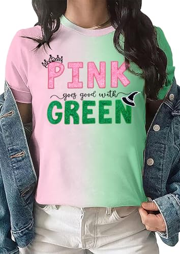 Pink Goes Good with Green Embroidery Shirt Woman Musical Movie Shirts Musical Fan Gifts Tee Casual Short Sleeve Tops3