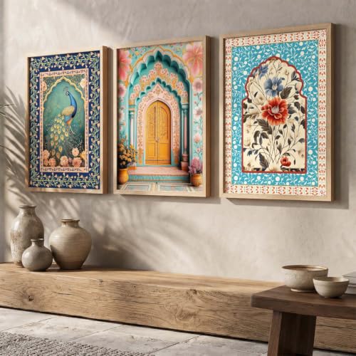 Image of kotart Paintings Home Decoration For Living Room Bed Room Hotel Wall Decor Digital Reprint | Indian Traditional Madhubani Wall Art Painting With Frame Set of 3 (13X17 inch)