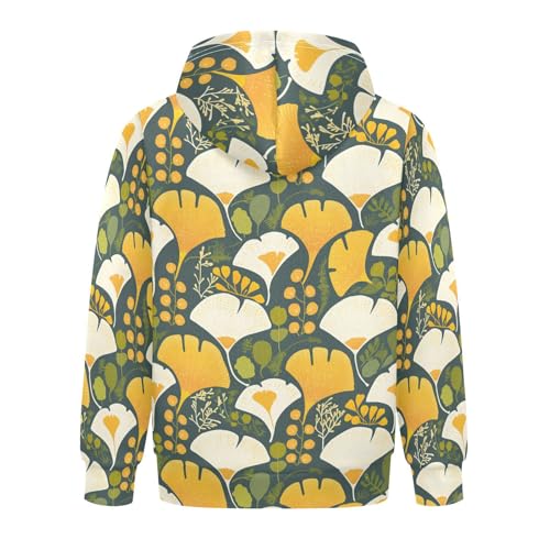 KLL Ginkgo Leaves Boys Girls Sweatshirt Fashion Hoodies with Kangaroo Pocket2