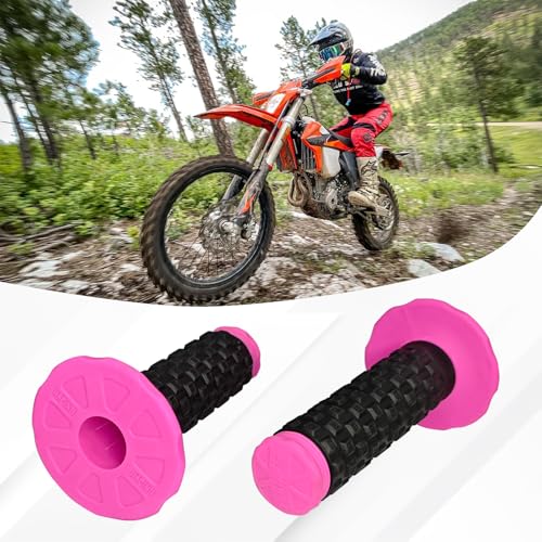 Image of 2PCS Motorcycle Handlebar Grips, 7 /8 inch Anti-Slip Dirt Bike Grips, Universal Motocross ATV Rubber Pillow Top Grips for CR80R /85R,CRF150R, CR125R /250R,CRF450R, CRF150F CRF230F CRF450F(Pink)