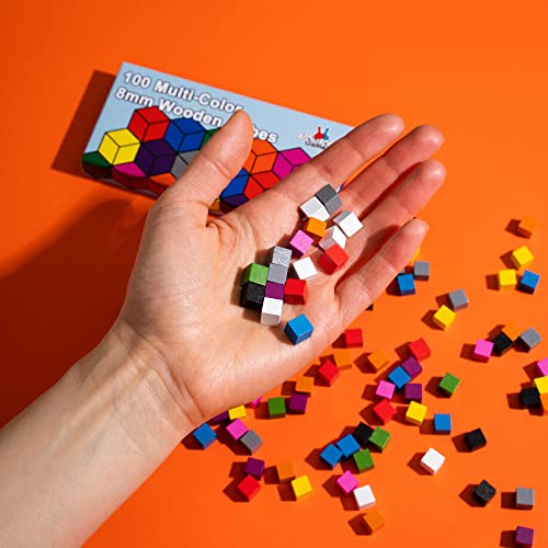 100 Holzwürfel, Zubehör für Familienspiele - Mehrfarbige Brettspielmarken, ideal zum Sortieren, Zählen, Klassenzimmer, Ersatzteilen, Strumpf Stuffer
